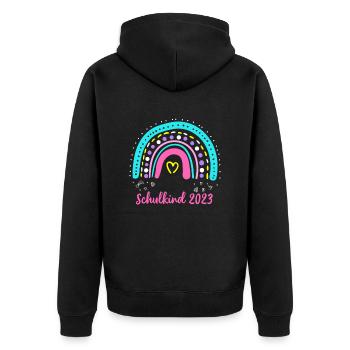 Schulkind 2023 - Unisex Premium Bio Zip Hoodie - Schwarz - Hinten - Nico (187cm)