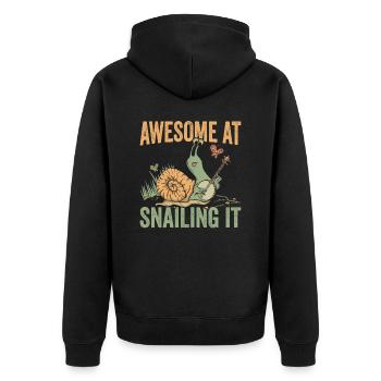 Snail lover sniffs it snail owners - Unisex Premium Organic Zip Hoodie - black - Back - Nico (187cm)