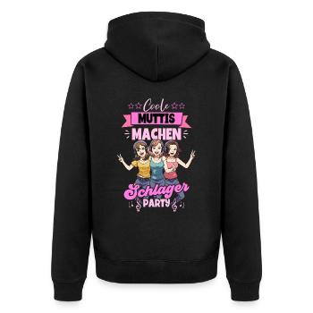 Coole Muttis Machen Schlagerparty - Unisex Premium Bio Zip Hoodie - Schwarz - Hinten - Nico (187cm)