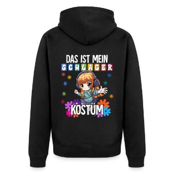 Das Ist Mein Schlager Kostüm - Unisex Premium Bio Zip Hoodie - Schwarz - Hinten - Nico (187cm)