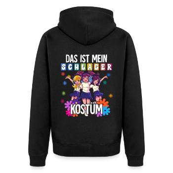 Das Ist Mein Schlager Kostüm - Unisex Premium Bio Zip Hoodie - Schwarz - Hinten - Nico (187cm)
