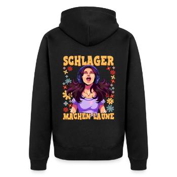Schlager - Unisex Premium Bio Zip Hoodie - Schwarz - Hinten - Nico (187cm)