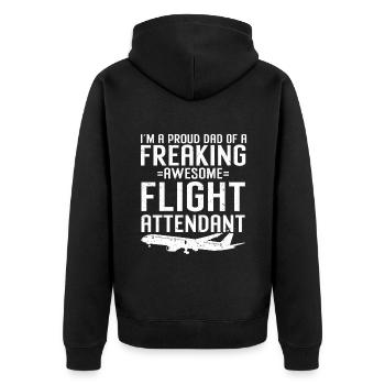 Flugbegleiter Papa Stewardess Flugbegleiter - Unisex Premium Bio Zip Hoodie - Schwarz - Hinten - Nico (187cm)