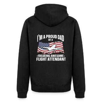 Flight Attendant Papa Stewardess Flight Attendant - Unisex Premium Organic Zip Hoodie - black - Back - Nico (187cm)