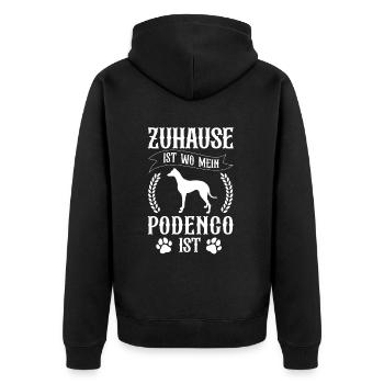 Podenco ist mein Zuhause spanischer Windhund - Unisex Premium Bio Zip Hoodie - Schwarz - Hinten - Nico (187cm)