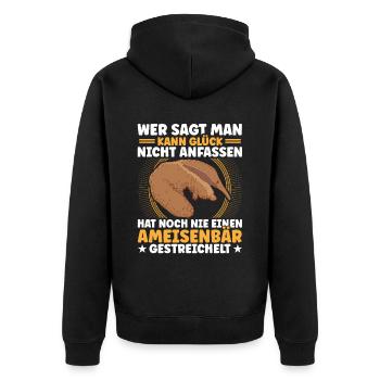 Noch nie Ameisenbär gestreichelt Ameisenfresser - Unisex Premium Bio Zip Hoodie - Schwarz - Hinten - Nico (187cm)