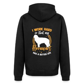 Travail pour Hovawart Derber Farmer’s Dog - Veste à capuche bio Premium Unisexe - noir - Dos - Nico (187cm)