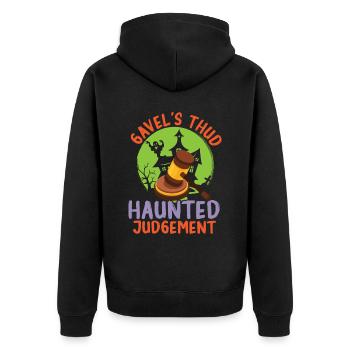 Gavel's Thud Haunted Judgement Lawyer Halloween - Unisex Premium Organic Zip Hoodie - black - Back - Nico (187cm)