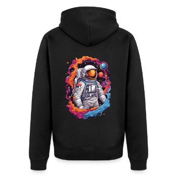 Space Astronaut Design Stars and Planets - Unisex Premium Organic Zip Hoodie - black - Back - Nico (187cm)