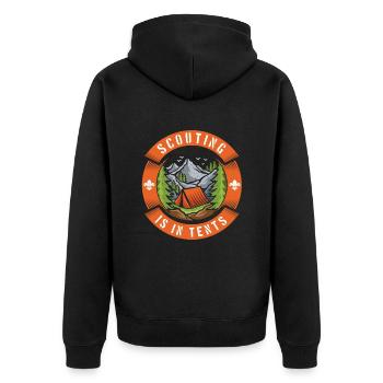 Pfadfinder Zelt Scouting Is In Tents - Unisex Premium Bio Zip Hoodie - Schwarz - Hinten - Nico (187cm)