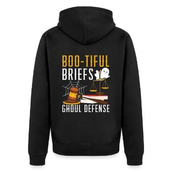Boo-tiful Briefs Ghoul Defense Lawyer Halloween - Unisex Premium Organic Zip Hoodie - black - Back - Nico (187cm)