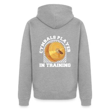 Fanfahrenzug Spielmannszug Becken - Unisex Premium Bio Zip Hoodie - Grau meliert - Hinten - Nico (187cm)