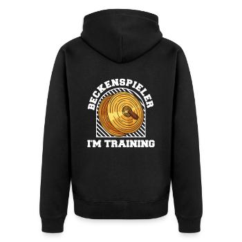 Fanfahrenzug Spielmannszug Becken - Unisex Premium Bio Zip Hoodie - Schwarz - Hinten - Nico (187cm)