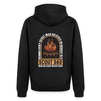 Pfadfinder Papa - Unisex Premium Bio Zip Hoodie - Schwarz - Hinten - Nico (187cm)