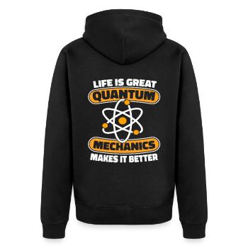 Physik Phyiker Cool Quantenphysik - Unisex Premium Bio Zip Hoodie - Schwarz - Hinten - Nico (187cm)