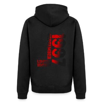 1997 September Limited Edition 26. Geburtstag Deko - Unisex Premium Bio Zip Hoodie - Schwarz - Hinten - Nico (187cm)