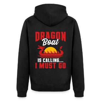 Drôle de bateau-dragon - Ich muss zum Rennen - Veste à capuche bio Premium Unisexe - noir - Dos - Nico (187cm)