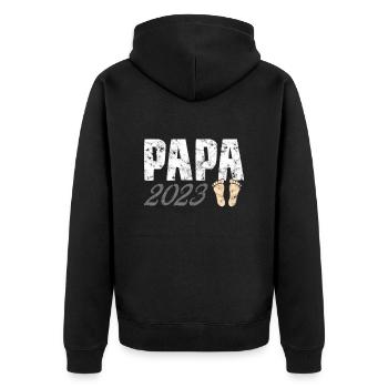 Papa 2023 - Unisex Premium Bio Zip Hoodie - Schwarz - Hinten - Nico (187cm)