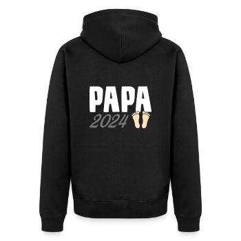 Papa 2024 - Unisex Premium Bio Zip Hoodie - Schwarz - Hinten - Nico (187cm)