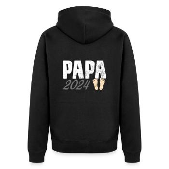 Papa 2024 - Unisex Premium Bio Zip Hoodie - Schwarz - Hinten - Nico (187cm)