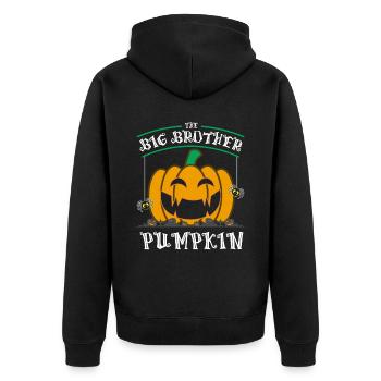 The Big Brother Pumpkin - Unisex Premium Bio Zip Hoodie - Schwarz - Hinten - Nico (187cm)
