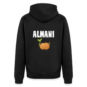 Alman Almani Potato - Unisex Premium Organic Zip Hoodie - black - Back - Nico (187cm)