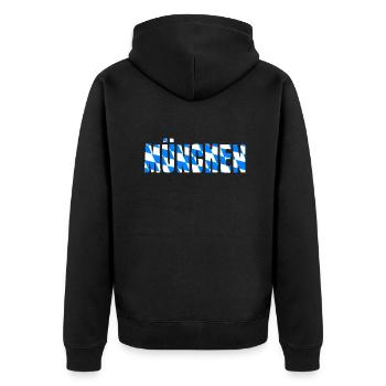 München - Unisex Premium Bio Zip Hoodie - Schwarz - Hinten - Nico (187cm)
