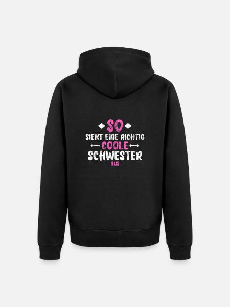 Coole Schwester - Unisex Premium Bio Zip Hoodie - Schwarz