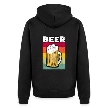 Beer Retro - Unisex Premium Organic Zip Hoodie - black - Back - Nico (187cm)