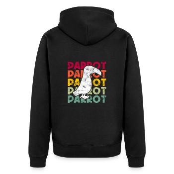 Papagei Retro - Unisex Premium Bio Zip Hoodie - Schwarz - Hinten - Nico (187cm)