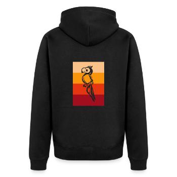Papagei Retro - Unisex Premium Bio Zip Hoodie - Schwarz - Hinten - Nico (187cm)