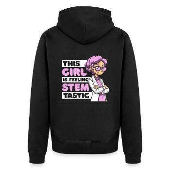Dieses Mädchen fühlt sich Stemtastic MINT-Wissenschaftlerin - Unisex Premium Bio Zip Hoodie - Schwarz - Hinten - Nico (187cm)