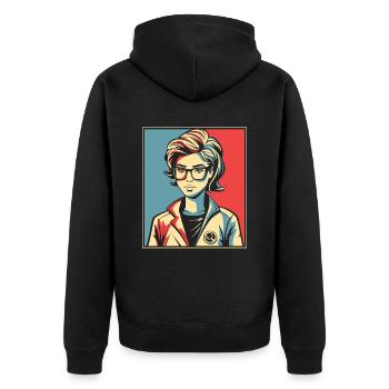 Steminist Portriat MINT-Wissenschaftler Befähigung - Unisex Premium Bio Zip Hoodie - Schwarz - Hinten - Nico (187cm)