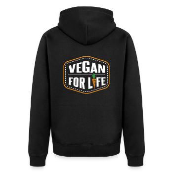 Vegan For Life Pflanzliche Veganer Veganer Veganismus - Unisex Premium Bio Zip Hoodie - Schwarz - Hinten - Nico (187cm)