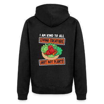 Ich bin nett zu allen Lebewesen Veganer Veganer - Unisex Premium Bio Zip Hoodie - Schwarz - Hinten - Nico (187cm)