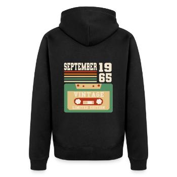 57th Birthday September Vintage 1966 Vintage - Unisex Premium Organic Zip Hoodie - black - Back - Nico (187cm)