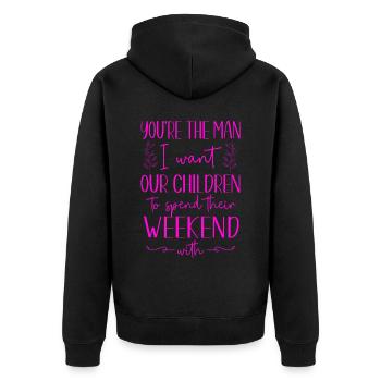 Happy Divorce Party You’re The Man - Veste à capuche bio Premium Unisexe - noir - Dos - Nico (187cm)
