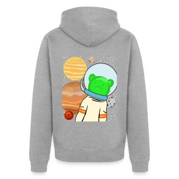 Gummibärchen im Weltraum - Unisex Premium Bio Zip Hoodie - Grau meliert - Hinten - Nico (187cm)