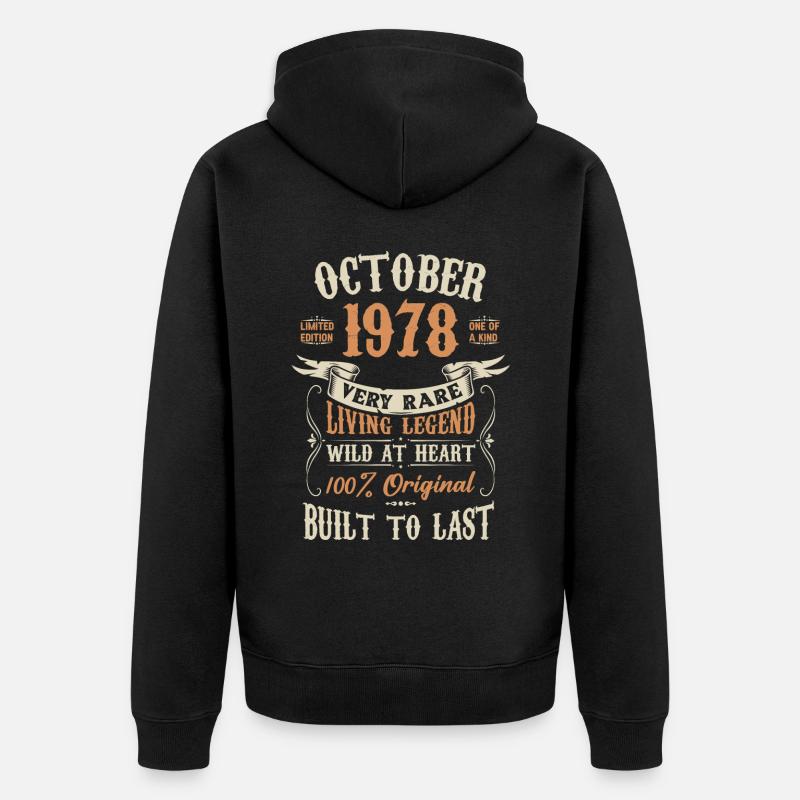 Octobre 1978 Cadeau d’anniversaire - Veste à capuche bio Premium Unisexe - noir
