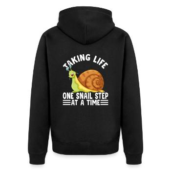 Snail lovers A snail's step - Unisex Premium Organic Zip Hoodie - black - Back - Nico (187cm)