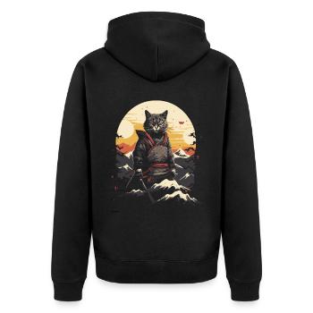 Jeu d’épée japonais Samurai Kitty - Veste à capuche bio Premium Unisexe - noir - Dos - Nico (187cm)