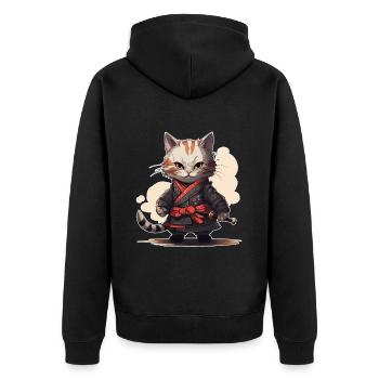 Jeu d’épée japonais Samurai Kitty - Veste à capuche bio Premium Unisexe - noir - Dos - Nico (187cm)