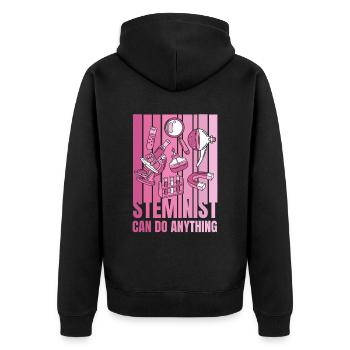 Steminist Can Do Anything STEM Scientist Steminist - Unisex Premium Organic Zip Hoodie - black - Back - Nico (187cm)