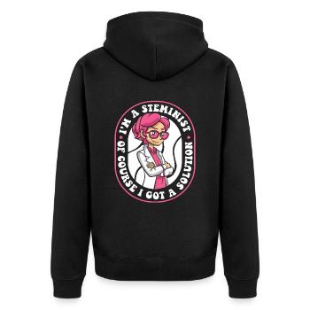 Natürlich habe ich eine Lösung Scientist MINT - Unisex Premium Bio Zip Hoodie - Schwarz - Hinten - Nico (187cm)