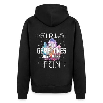 Lustige Edelstein -Chakra -Heilerin Spirituelle - Unisex Premium Bio Zip Hoodie - Schwarz - Hinten - Nico (187cm)