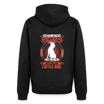 Australian Cattle Dog ich kann nicht - Unisex Premium Bio Zip Hoodie - Schwarz - Hinten - Nico (187cm)