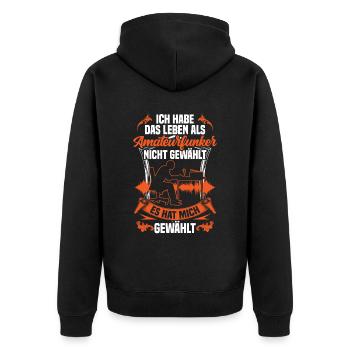 Leben als Amateurfunker Hobbyfunker - Unisex Premium Bio Zip Hoodie - Schwarz - Hinten - Nico (187cm)
