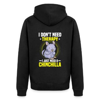 Brauche nur Chinchilla Nagetier Wollmaus - Unisex Premium Bio Zip Hoodie - Schwarz - Hinten - Nico (187cm)