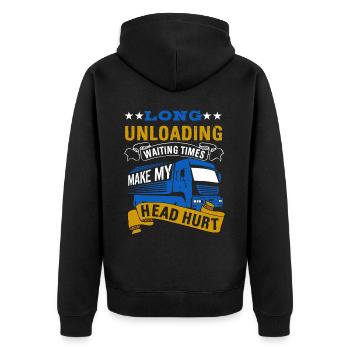 LKW Flachbettmaschine Frachtfahrzeug - Unisex Premium Bio Zip Hoodie - Schwarz - Hinten - Nico (187cm)