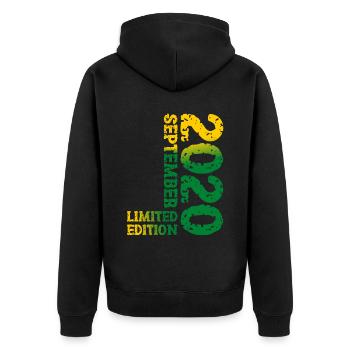 2020 Septembre Édition Limitée 3ème Décoration Anniversaire - Veste à capuche bio Premium Unisexe - noir - Dos - Nico (187cm)